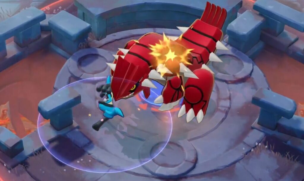 ポケモンユナイトの実戦ガイドをイメージしたMOBA風バトルシーン